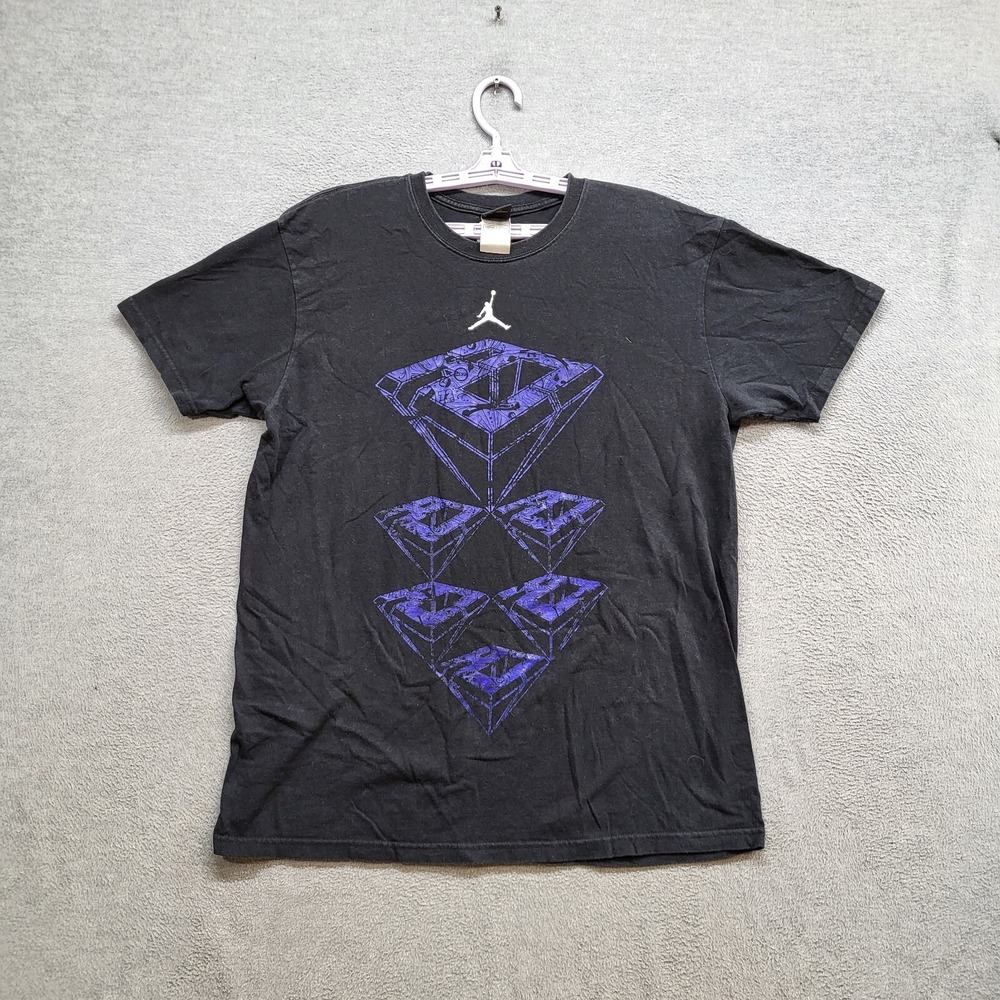 Air Jordan Men Shirt Large Black Jumpman Logo 6 Rings Short Sleeve Tee